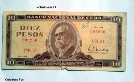 Banconota. Cuba Diez Pesos
